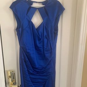 Le Château Royal Blue Fitted Satin Cocktail Dress — XXL